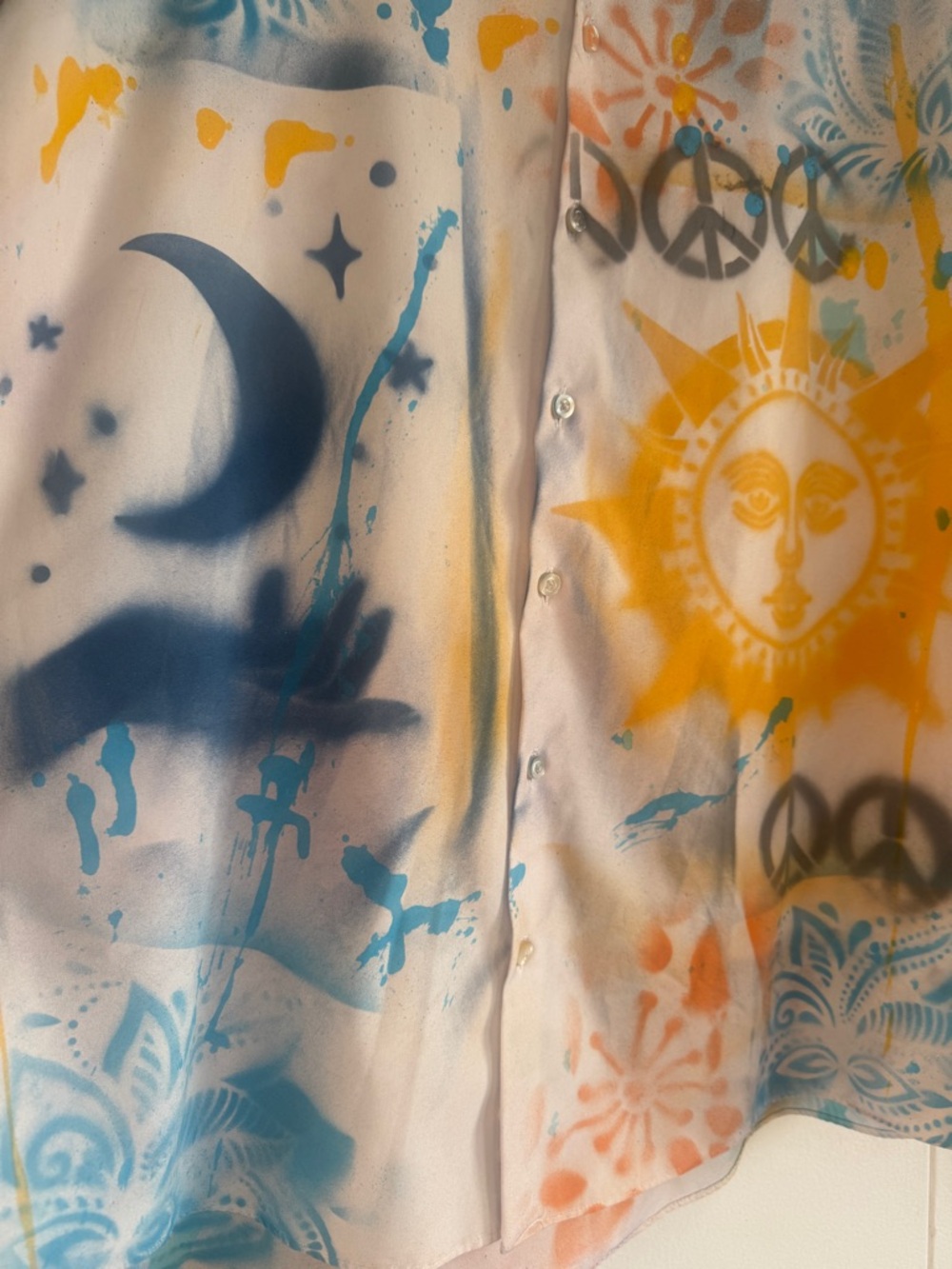 SOLD! Upcycled Office Graffiti Button Down - One-of-a-Kind Wearable Art sz XL - Picture 11 of 11
